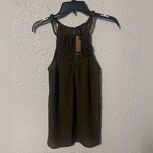 Fun 2 Fun Dark Brown Sleeveless Blouse